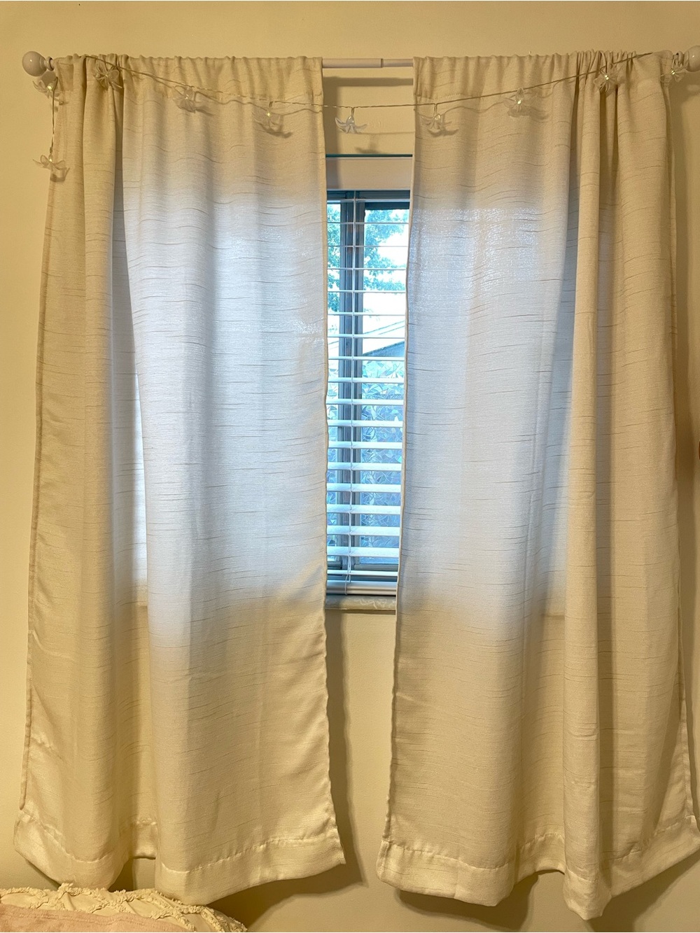 Mainstays Light Filtering Beige Curtains, Linen Look, 2 Panel Set 63 length